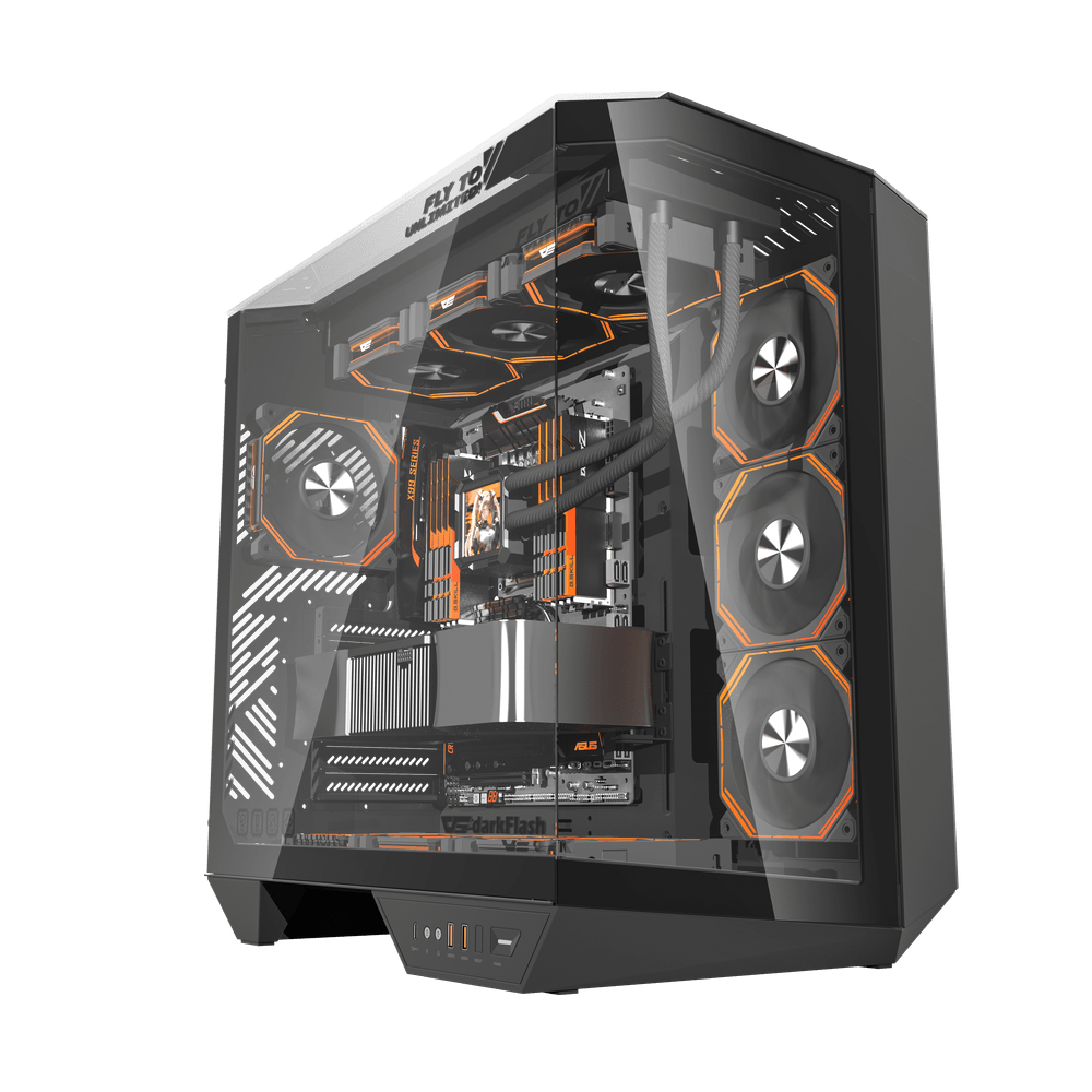 DarkFlash DY470 ATX PC Case - 4 ARGB FANS / Black