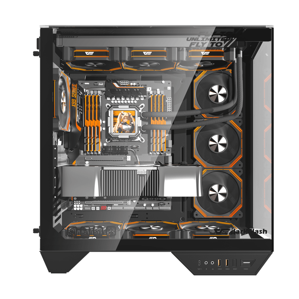 DarkFlash DY470 ATX PC Case - 4 ARGB FANS / Black