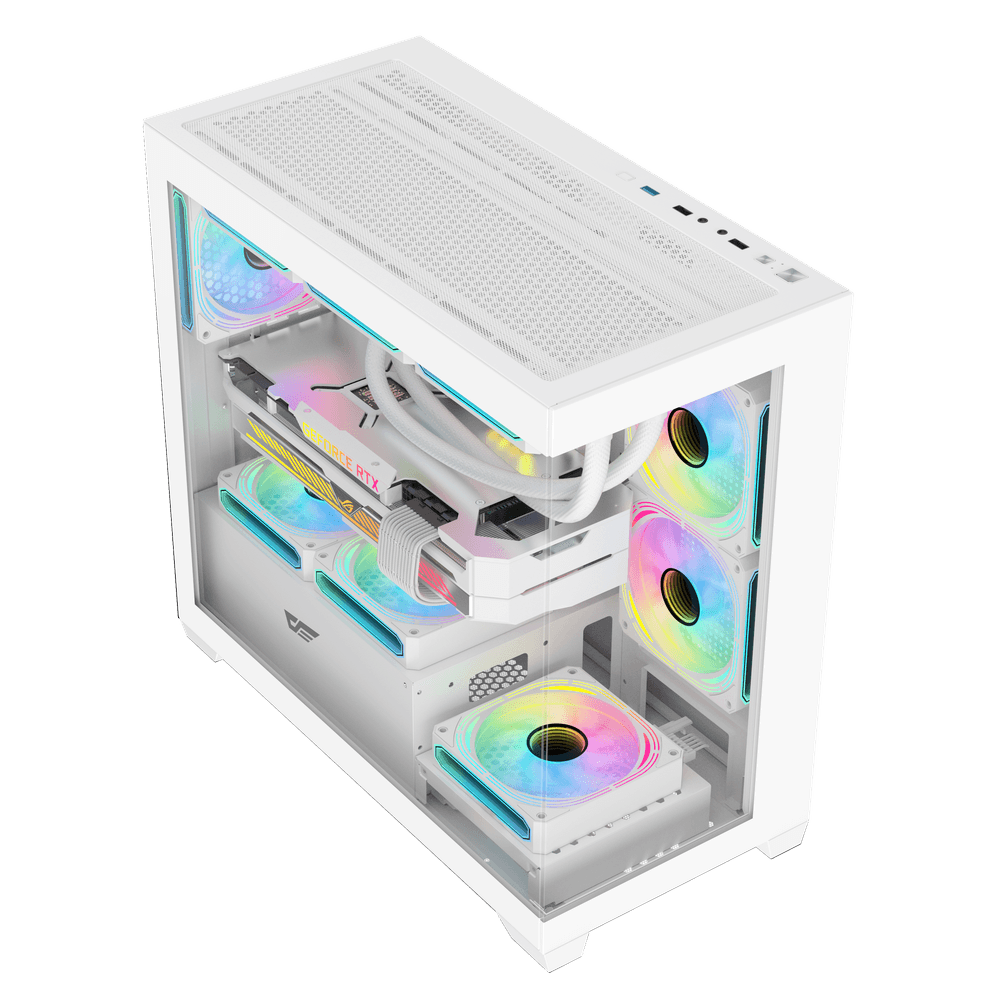 DarkFlash C218M 3x FANS + AE650 PSU - White