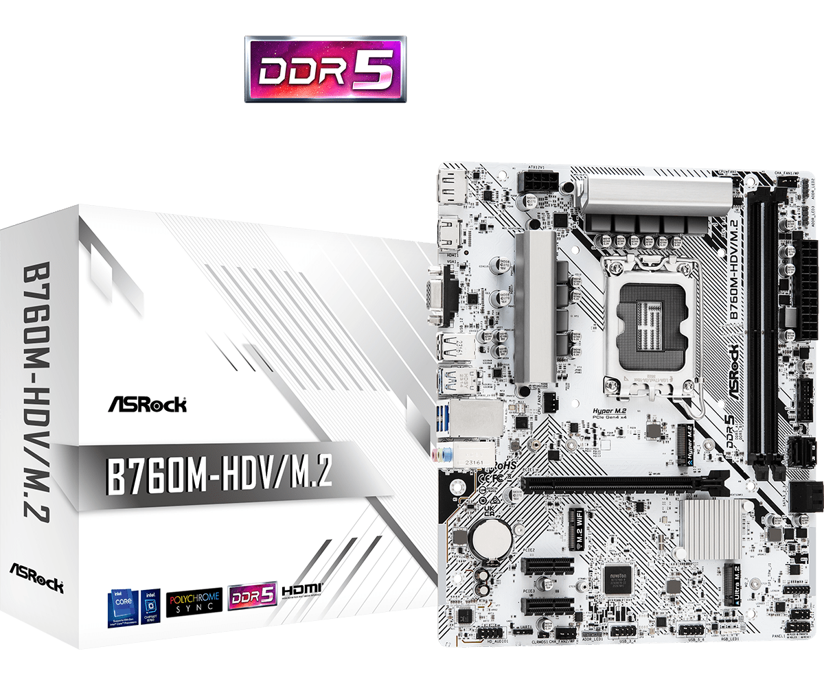 ASROCK B760M-HDV/M.2 D5 mATX