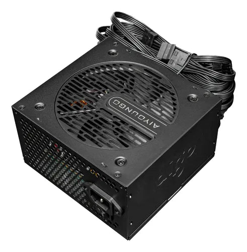 Aigo AT650 Non Modular Power Supply, 80 Plus Bronze Certification, 650W Power, Active PFC, Taiwanese 105° Capacitors, Hydraulic Bearing, 120mm Fan, Black | AT650