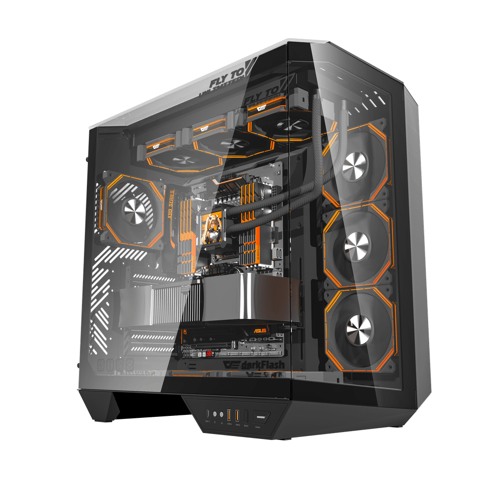 DarkFlash DY470 ATX PC Case - 4 ARGB FANS / Black