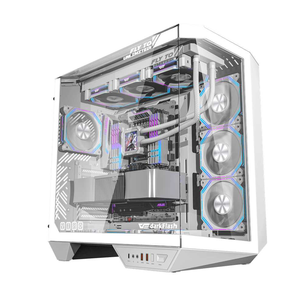 DarkFlash DY470 ATX PC Case - 4 ARGB FANS / White