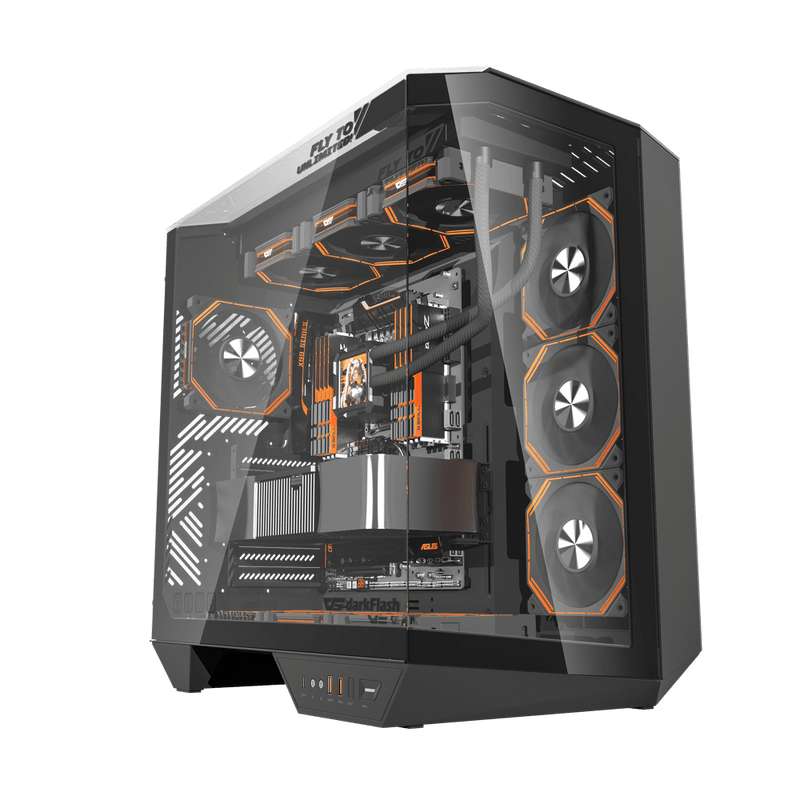 DarkFlash DY470 ATX PC Case - 4 ARGB FANS / Black