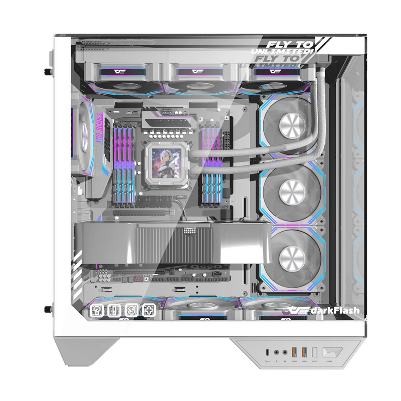 DarkFlash DY470 ATX PC Case - 4 ARGB FANS / White