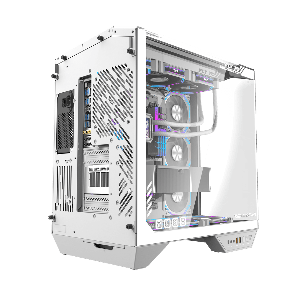 DarkFlash DY470 ATX PC Case - 4 ARGB FANS / White
