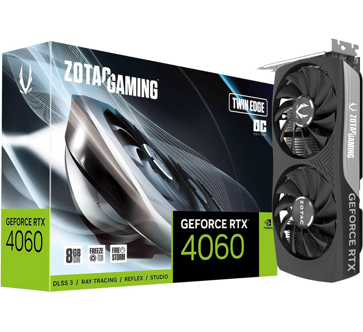 ZOTAC Gaming GeForce RTX 4060 8GB Twin Edge OC DLSS 3 8GB GDDR6 128-bit 17 Gbps PCIE 4.0 Compact Gaming Graphics Card, ZT-D40600H-10M