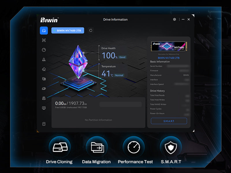 BIWIN Black Opal NV7400 1TB SSD Gen4x4, Read Speed up to 7450MB/s, NVMe M.2 2280 PCIe 4.0 Internal PC Solid State Drive