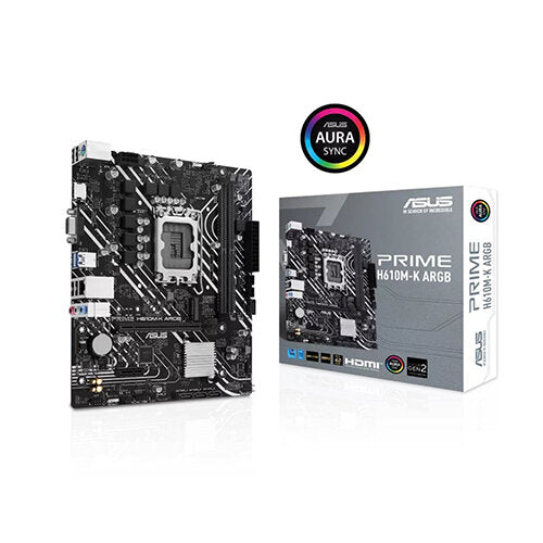 ASUS PRIME H610M-K ARGB Intel LGA1700 DDR5 Motherboard - Black