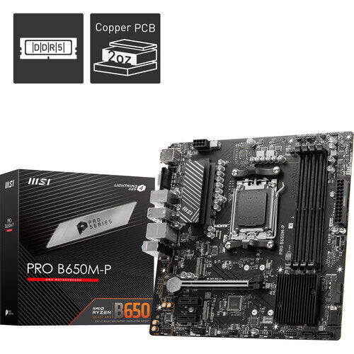 MSI PRO B650M-P AM5 Micro-ATX Motherboard - Black