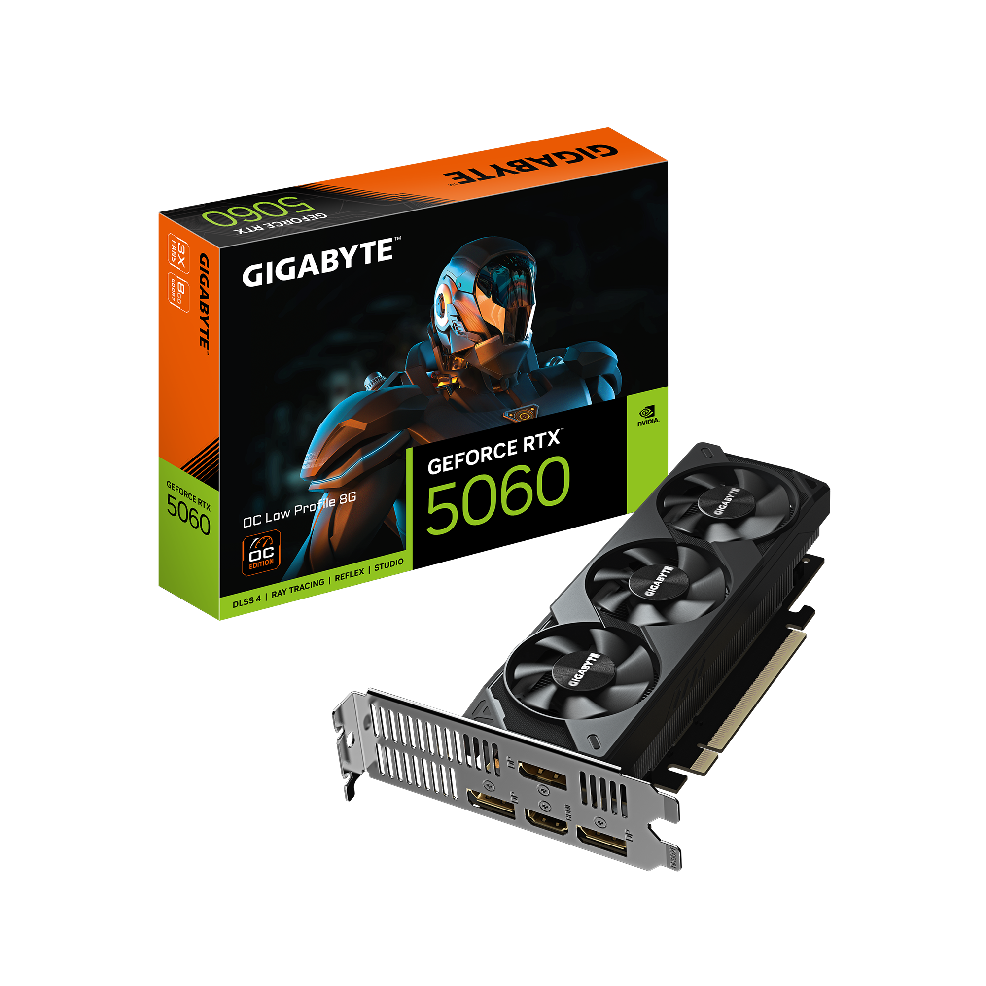 Gigabyte GeForce RTX 5060 OC Low Profile 8G Graphics Card - 8GB GDDR7, 128bit, PCI-E 5.0, 2512 MHz Core Clock, 3 x DisplayPort, 1 x HDMI,