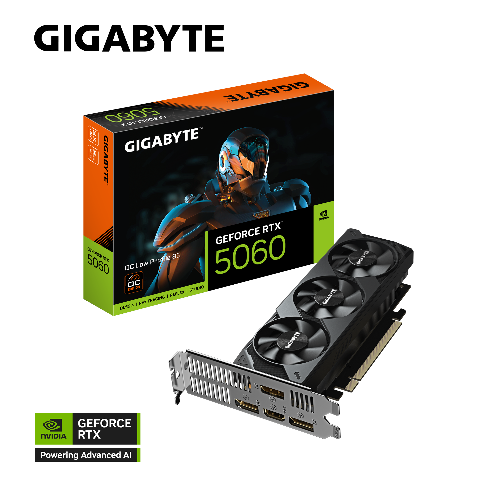 Gigabyte GeForce RTX 5060 OC Low Profile 8G Graphics Card - 8GB GDDR7, 128bit, PCI-E 5.0, 2512 MHz Core Clock, 3 x DisplayPort, 1 x HDMI,