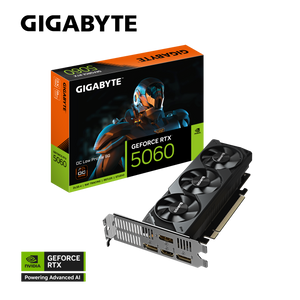 Gigabyte GeForce RTX 5060 OC Low Profile 8G Graphics Card - 8GB GDDR7, 128bit, PCI-E 5.0, 2512 MHz Core Clock, 3 x DisplayPort, 1 x HDMI,