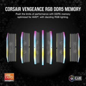 VENGEANCE® RGB 32GB (2x16GB) DDR5 DRAM Up To 6000MT/s CL30 AMD EXPO & Intel XMP Memory Kit - Black
