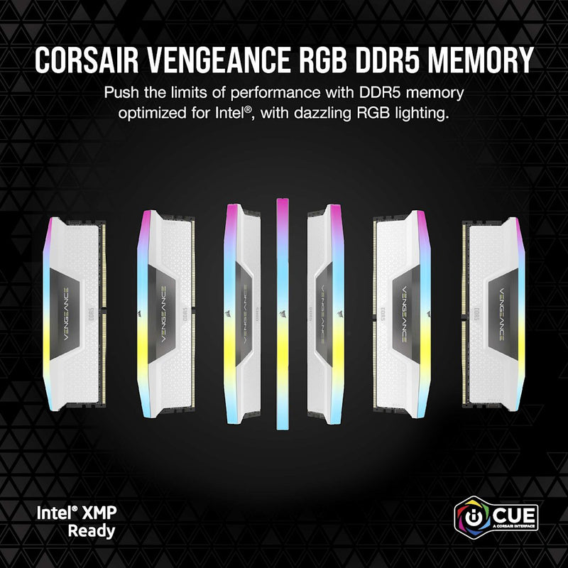 VENGEANCE® RGB 32GB (2x16GB) DDR5 DRAM Up To 6000MT/s CL30 AMD EXPO & Intel XMP Memory Kit - White