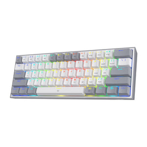 Redragon K617 FIZZ 60% Wired RGB Gaming Mechanical Keyboard - White & Grey Mixed-Colored Keycaps