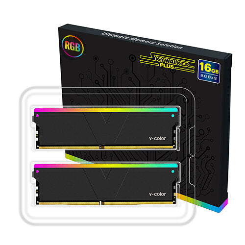 V-Color Skywalker Plus RGB U-DIMM 16GB (8GBx2) 3600MHz DDR4 Memory Kit - Black